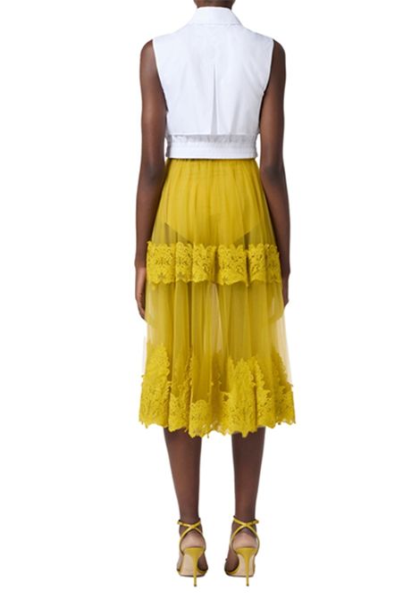 Gonna Elisabetta Franchi donna GO04252E2 DC6 senape tulle decorazioni pizzo ELISABETTA FRANCHI | Gonne | GO04252E2DC6